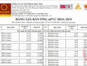 BẢNG GIÁ ỐNG NHỰA UPVC HOA SEN MỚI NHẤT NGÀY 09-2-2018