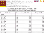 BẢNG BÁO GIÁ PHỤ KIỆN ỐNG NHỰA UPVC HOA SEN MỚI NHẤT NGÀY 01-9-2018